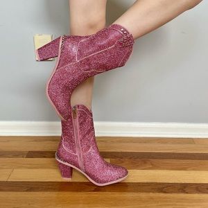 Dolls Kill pink sparkly cowboy boots
